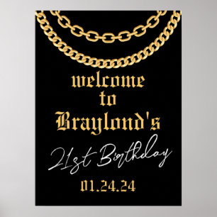 Hip hop Gold Cubain Link Chain Affiche de bienvenu
