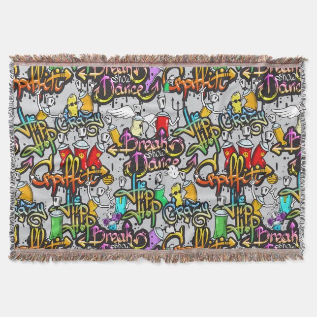 Hip Hop Graffiti throw blanket (Front)