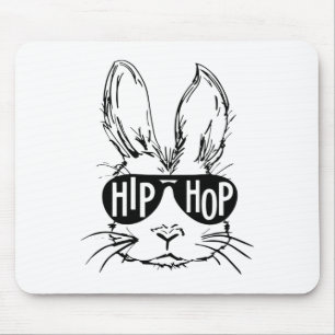 Hip Hop Happy Easter Bunny Face With Sungles Men B Mouse Pad