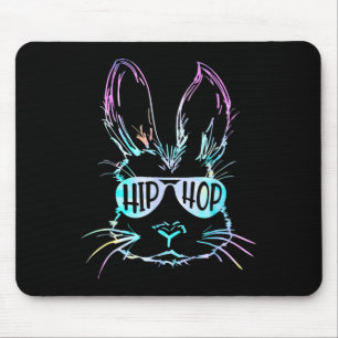 Hip Hop Happy Easter Bunny Face With Sungles Men B Mouse Pad