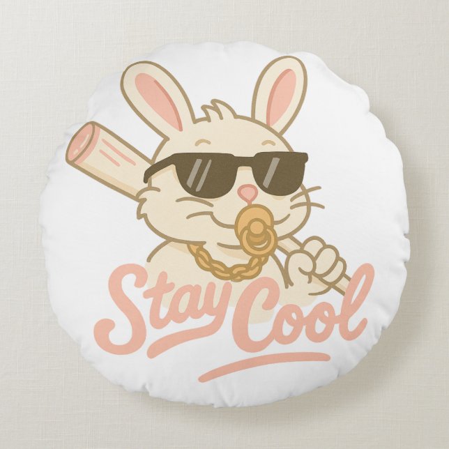  Hip Hop Hare Round Pillow (Front)
