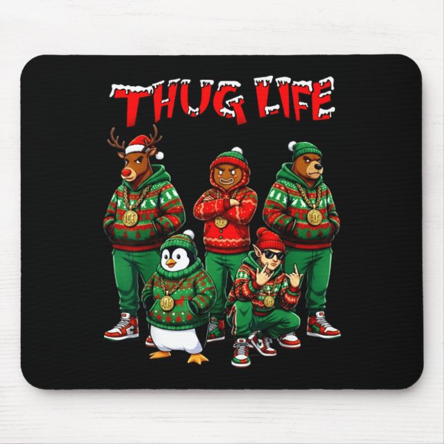 Hip Hop Holiday Crew - Ugly Christmas Sweater Rap  Mouse Pad (Front)