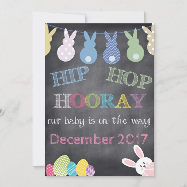 Hip hop Hooray Faire-part de grossesse de Pâques (Devant)