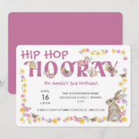 Hip Hop Hooray Girl's Birthday Bunny and Butterfly