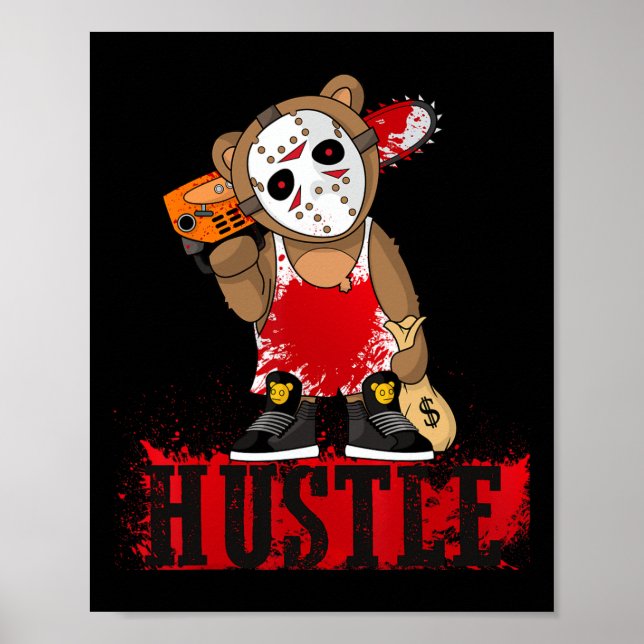Hip Hop Lover Hockey Mask Teddy Bear Fun Entrepren Poster (Front)