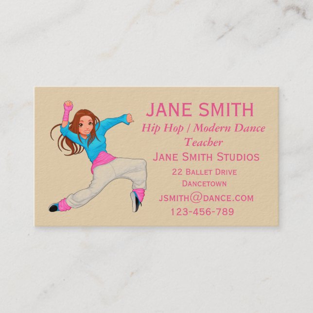 Hip Hop modern dance teacher dance studio Business Card (Front)