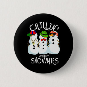 Hip-Hop Music Christmas Snowman Chillin With My Sn 2 Inch Round Button
