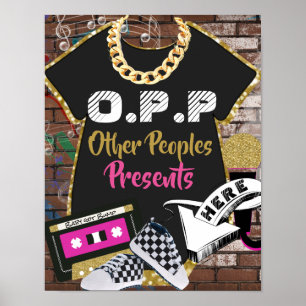 Hip hop O.P.P Retro 90's Pink Gold Tableau Cadeau 