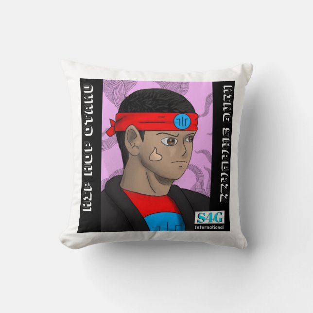 Hip Hop Otaku Throw Pillow (Front)