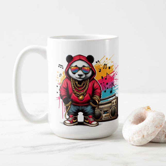 Hip Hop Panda Groove: Hip Hop  Coffee Mug (With Donut)
