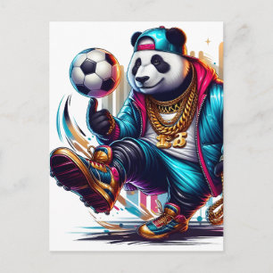 Hip Hop Panda Soccer Football Summer Sports Holiday Postcard