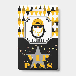 Hip Hop Penguin Cool Kid Photo VIP Pass  Badge