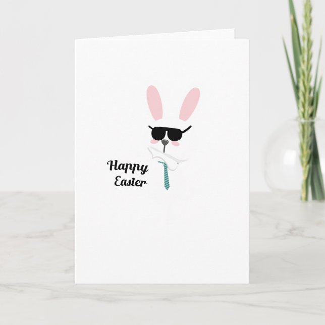 Hip Hop Rabbit Bunny Easter Boys n Kids Men Adults Holiday Card (Front)
