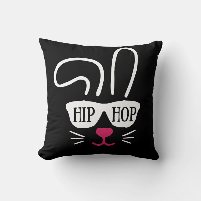 Hip Hop Rabbit Bunny Easter Throw Pillow (Front)