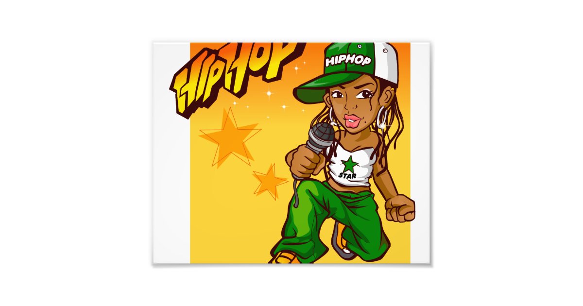 hip hop rapper girl green orange cartoon photo print | Zazzle hip hop rapper girl green orange cartoon photo print | Zazzle