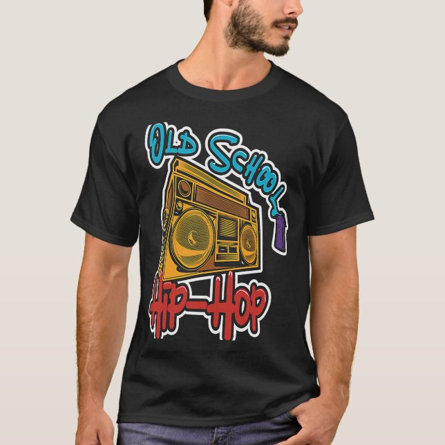 Hip Hop retro party design 90's old school rap men T-Shirt (Front)