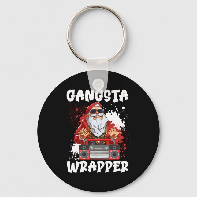Hip Hop Santa Claus Gangster Christmas Gangsta Wra Keychain (Front)