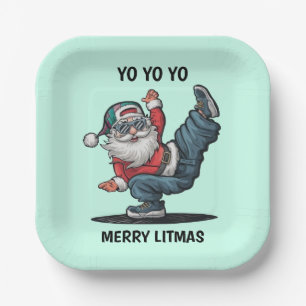 Hip Hop Santa Claus  Paper Plate