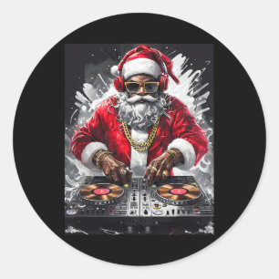 Hip Hop Santa Dj Christmas  Classic Round Sticker