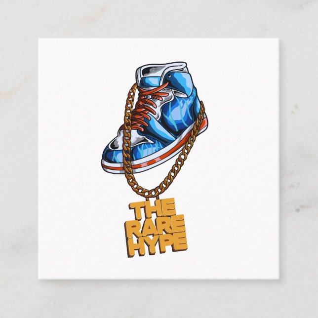 Hip hop shoes rare hype chain vector square business card (Front)