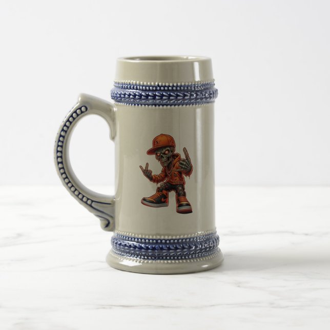 Hip Hop Skeleton Graphic Tee Beer Stein (Left)