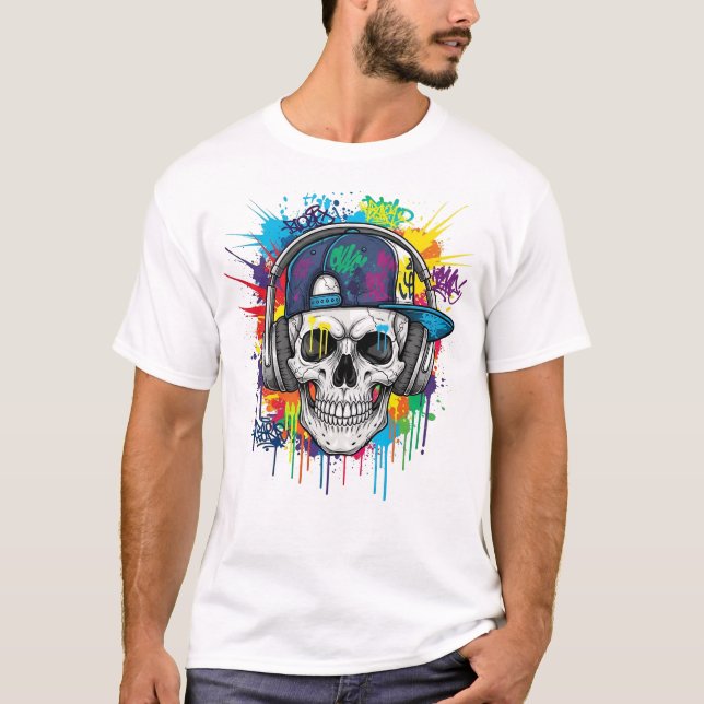 Hip Hop Skull with Sunglasses T-Shirt (Front)