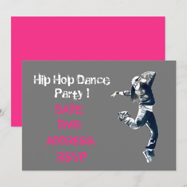 Hip hop soirée dansante Invitation (Devant / Derrière)