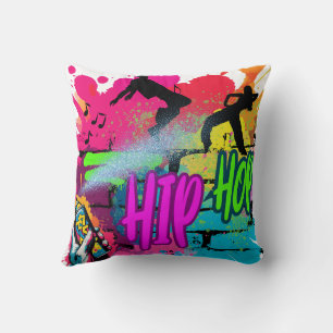 Hip-Hop Street Art – Vibrant Urban Energy Throw Pillow