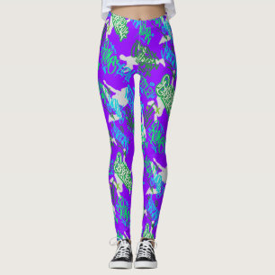 Hip Hop Street Arts Pattern B Purple BG Leggings