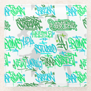 Hip Hop Street Arts Pattern Glass Coaster