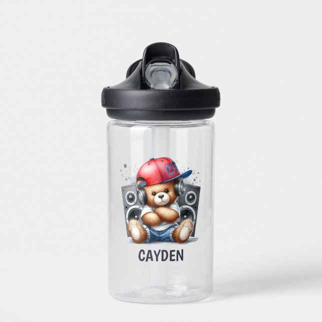 Hip hop Teddy Bear Bouteille d'eau personnalisée p (Avant)