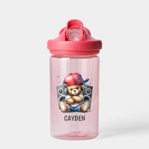 Hip Hop Teddy Bear Custom Kids Water Bottle