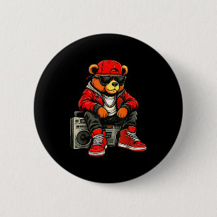 Hip Hop Teddy Bear Rap Music  2 Inch Round Button