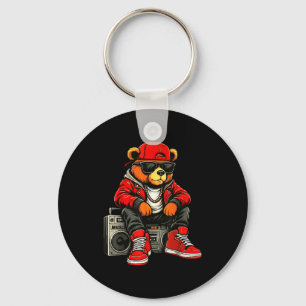 Hip Hop Teddy Bear Rap Music Keychain