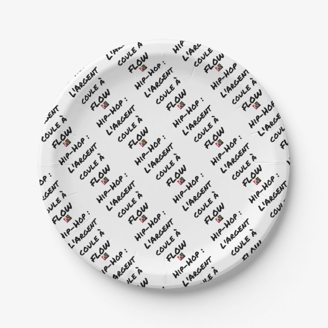 HIP-HOP: The MONEY RUNS With FLOW - Word games Paper Plate (Front)