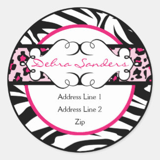 Hip Hot Pink and Black Animal Print Address Label