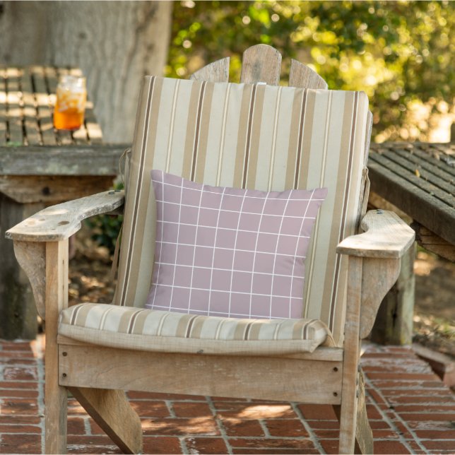 Hip Light Mauve Taupe Mod Squares Art Pattern Outdoor Pillow (Chair)