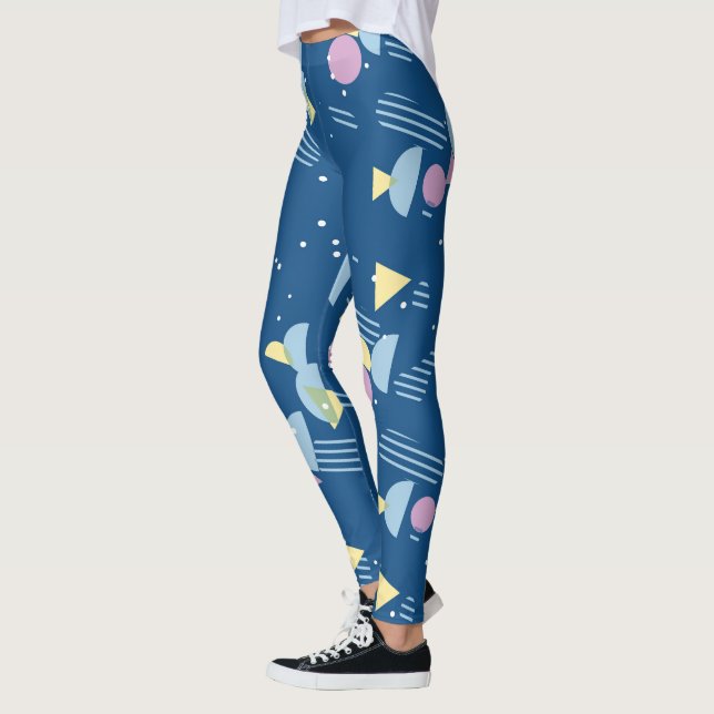 Hip Modern Abstract Geometric 50s Art Pattern Leggings (Left)