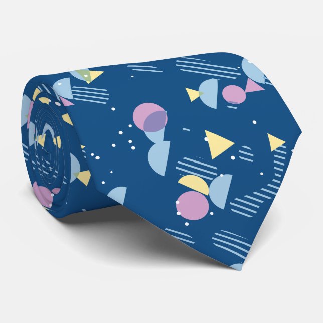 Hip Modern Abstract Geometric 50s Art Pattern Tie (Rolled)