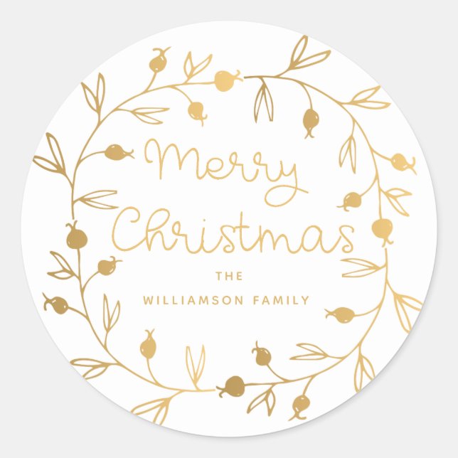 Hip Modern Gold White Christmas Card Envelope Seal (Front)