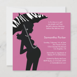 Hip Mom Umbrella Baby Shower Invitation Card