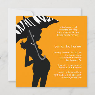 Hip Mom Umbrella Baby Shower Invitation Card
