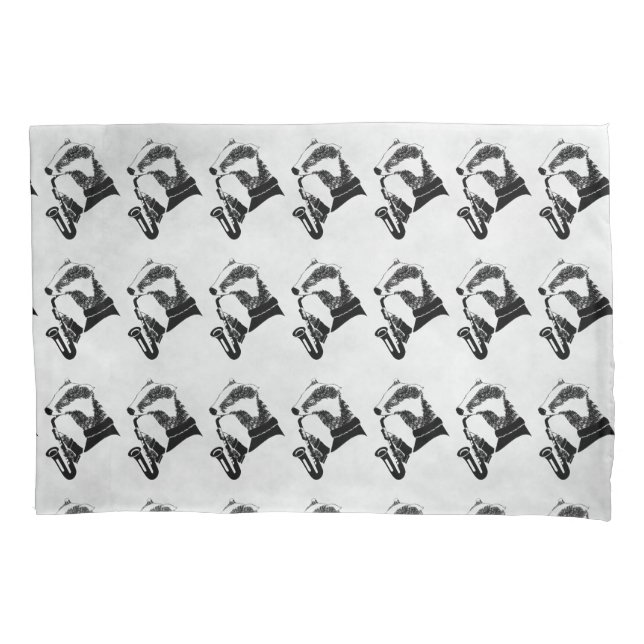 Hip Musician Badger Saxophone Customizable Pillowcase (Front)