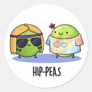Hip-peas Funny Hippie Peas Pun  Classic Round Sticker