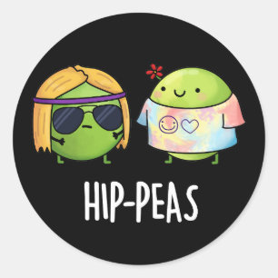Hip-peas Funny Hippie Peas Pun Dark BG Classic Round Sticker