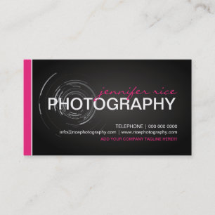 Hip Pink and Black Photographer Business Cards