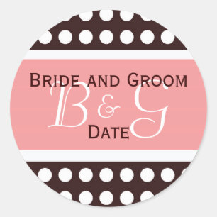 Hip Pink and Brown Wedding Monogram Sticker