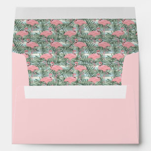 Hip Pink Flamingoes Cute Palm Leafs Pattern Envelope