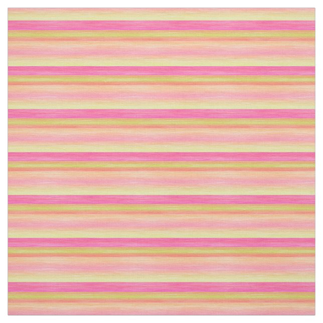 Hip Pink Lime Yellow Coral Red Stripes Pattern Fabric (Swatch)