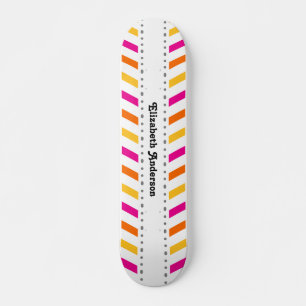 Hip Pink Orange and Yellow Chevron Stripes Skateboard